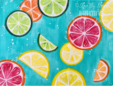 Image of painting with citrus fruit slices